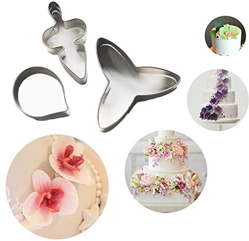 3Pcs Motten-Orchidee-Edelstahl-Ausstecher-Fondant-Kuchen-Form