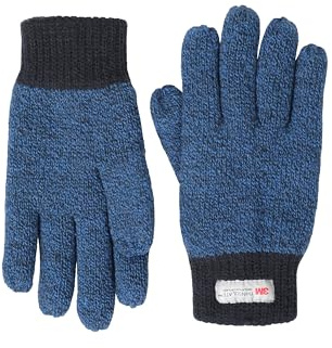 Mountain Warehouse Kids Knitted Thinsulate Thermal Gloves - Easy Care, Classic Childrens Gloves, Thinsulate Insulation, Elastic Cuffs - For Hiking, Travelling & Outdoors Navy M-L