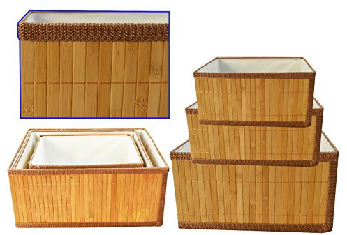 Markenlos 3er Set Badkorb Rattankorb Dekokorb Bambus Korb Weidenkorb Schrankkorb Neu