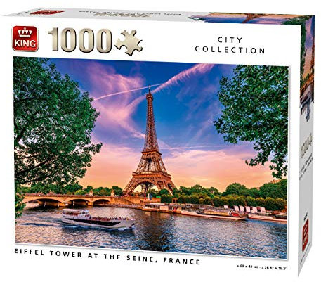 King International 55851 Puzzle Eiffelturm bei der Seine-1000 Teile, Farbig, 68x49 cm