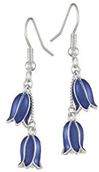 Eternal Collection Bluebell Enamel Finish Silver Tone Drop Pierced Earrings 4.2 Blue
