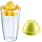 Westmark Mix- und Schüttelbecher/Shaker mit herausnehmbarer Mixscheibe und Zitronenpresse, Fassungsvermögen: 0,5 l, Höhe: 18,7 cm, Kunststoff, BPA-frei, Press + Shake, Farbe: Klar/Grün/Gelb, 30792270