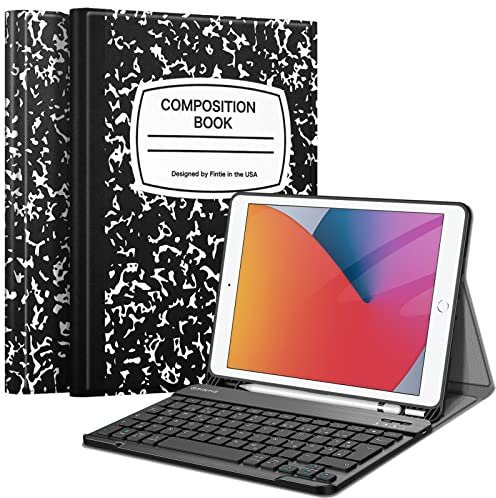 FINTIE Tastatur Hülle für iPad 10.2 Zoll (9/8/ 7 Generation - 2021/2020/2019), Schutzhülle mit TPU Rückschale, Pencil Halter und magnetisch Abnehmbarer Tastatur mit QWERTZ Layout, Notizblock