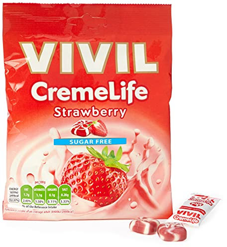 Vivil Sugar Free Sweets Strawberry Cream Hard Candies ,60 g (Package may vary)