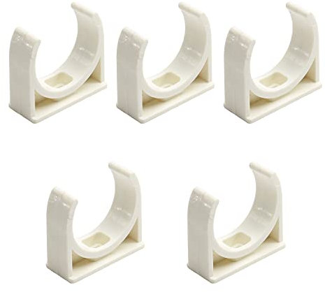MroMax 5Pcs PVC Water Pipe Clamps Clips 32mm/1.26 ID White U-Shaped Buckles Hanger Support for Water Pipes & Tubing Hoses Plastic Socket to Fix Corresponding Pipes