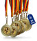 Pokal-Fabrik - Fußball-Medaillen 20 Stück Set Metall - Fussballmedaille golden zum Umhängen für Siegerehrungen - Medaillen Kinder mit Deutschlandband & Emblem für Vereine & Turniere