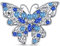 Grande Broche Papillon En Cristal Bleu Pour Femmes Bijou De Mode Design Filigrane Laiton Plaqué Argent