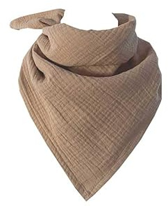 Glückspilz | Musselintuch Kinder | Musselin Schal Kinder | Baby Dreieckstuch | Musselin Halstücher Kinder | 60 x 60 cm | Beige