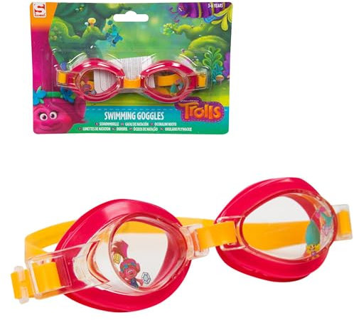 Lizenzierte Schwimmbrille für Kinder, 1 Stück, weiche Silikon-Schwimmmaske, kein Auslaufen, Anti-Beschlag-Gläser, Schwimmhilfe für Kinder ab 3 Jahren (Trolls-Schwimmbrille)
