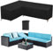 HSGAV L-förmigen Abdeckung Lounge Sofa, Schutzhülle Cover Eckbank Für Gartenmöbel Abdeckung, 210D Abdeckplane Für Gartenmöbel L-Form, mit Aufbewahrungstasche, Schwarz,Left L 192x260x82cm