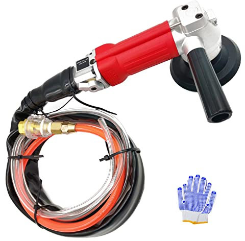 SDRTOP Air Wet Stone Polishers 4 Inch Pneumatic Water Grinders Air Powered Wet Sander with Rear Exhaust 5500 Rpm for Granite Marble Concrete Polishing