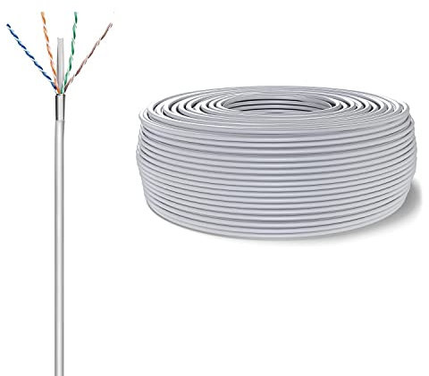 Ewent IM1220 305m Bobina Cavo di Rete Ethernet CAT.6, CCA, PVC, F-UTP Schermato, RJ45, AWG23/1, LAN Internet Gigabit Alta velocità, ideale per PC, Router, Modem, Switch, TV, PS5, Xbox,Grigio 305 Metri