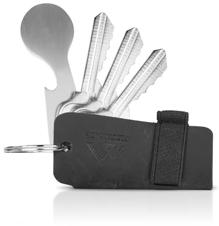 flintronic Portachiavi, Tessuto Compatto In Vera Pelle Organizzatore di Chiavi, Unisex Key Holder Portafoglio Tieni Premuti 6 Tasti(Marrone/Nero