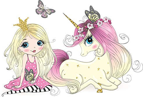 Muralo Vinyl Struktur FOTOTAPETE für Kind Prinzessin Schmetterlinge Tapete Wandtapeten 152,5 x 104 Spielzimmer Kinderzimmer Moderne Wandbilder XXL Wand Dekoration Br.152,5xHö.104