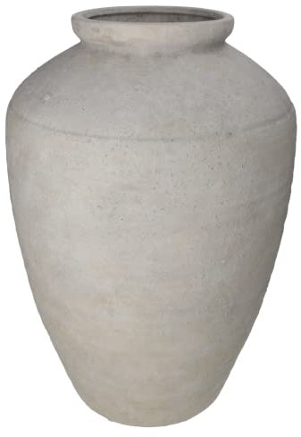 Keyhomestore-Anfora Porta Piante in Pietra Bianco Grigio H 40 cm – Vaso Decorativo da Esterno e Interno per Piante e Fiori – Vaso da Giardino Elegante Resistente per Veranda Balcone Terrazzo