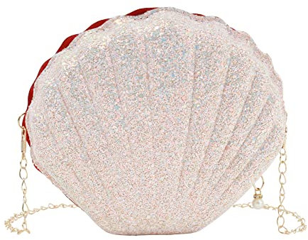 Milya Damen Mini Abendtasche Clutch Handtasche Mädchen Muschel Umhängetasche Glitzer Pailletten Partytasche Bankett Schultertasche mit Kette, Pailletten Rosa