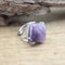 HGJH Anelli Donna Regolabili, Anello in Pietra Naturale Cabochon Quadrato Anelli A Dito Ridimensionabili con Ametista Gioielli Moda Donna