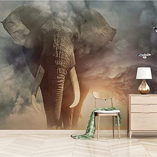 3D Éléphant Animal Papiers Peints Grands Autocollants , Papiers Peints Amovibles | Papier Peint Autocollant 3D Pour Chambre D'Enfant, Salle À Manger, Chambre À Coucher, Décoration 350 x 256 cm (LxH)