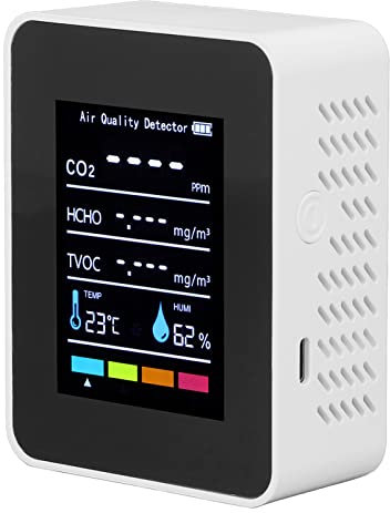 Luftqualitätsmonitor, CO2-Monitor für den Innenbereich, VOC-Detektor, Tester, Temperatur- und Feuchtigkeitsmesser, Leicht Ablesbarer Bildschirm, Intelligenter Luftqualitätssensor