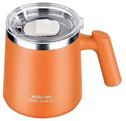 BSTMOME 304 Stainless Steel Coffee Mug with Lid - Premium Double Wall Insulated Travel Mugs - 450ML Shatterproof, BPA Free Spill Resistant Lids, Dishwasher Safe Coffe Cup (Orange)