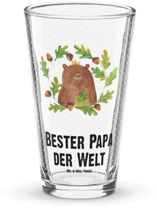Mr. & Mrs. Panda Premium Trinkglas Bär König - Geschenk, Cocktail Glas, Wasserglas, weltbester Papa, Papi, Bierglas, bester Papa, Pint Glas, Teddy,