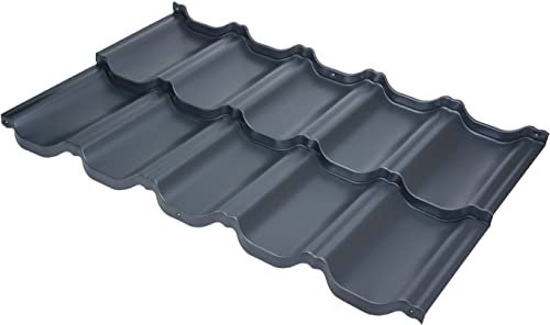 BUDMAT Modulare Dachplatten Blech Ziegeloptik Venezia X-Matt Beschichtung - Leicht Verzinkte Bleche Einfache Montage - Wiederholbare Farbe - Korrosionsbeständig - 1195x700x0.5 mm - Graphit BT455H