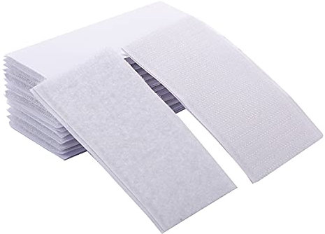 12 paia di velcro autoadesivo, extra forte, 50 mmx100 mm, velcro su entrambi i lati, chiusura in velcro, senza danni e fissaggio senza forature, per tappeti, tende, pareti fotografiche (bianco)