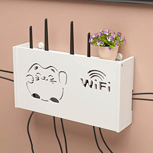 Lioaeust Scaffale per router wireless, ripiano router WiFi, scaffale per router wireless, per soggiorno, montaggio a parete, decorazione da parete (B)