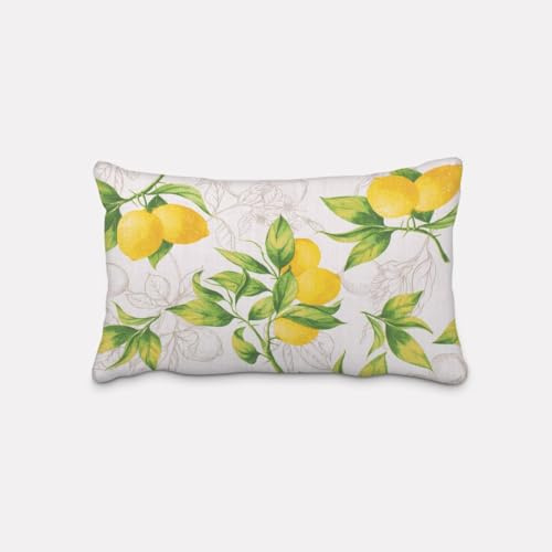 SCHÖNER LEBEN. Kissenhülle aus Baumwolle Citron Zitronen weiß grün g, Größe:30x50cm (HxB)