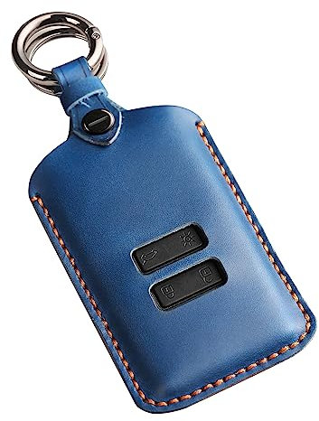 Friendship Key Card Case for Handmade Leather Key Fob Car Key Covers with Keychian for Captur/Clio/Kadjar/Zoe/Megane/Dacia(Blue or Brown Random)