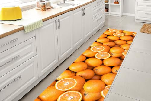 GL Home Tappeto Cucina Antiscivolo Made in Italy Passatoia Antimacchia Multiuso Corridoio Soggiorno Lavabile in Lavatrice - Arance - 50x400 cm