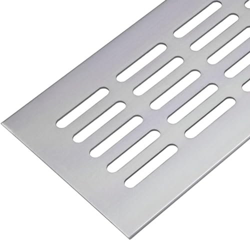 Gedotec Rejilla de ventilación rectangular de aluminio, 1 pieza rejilla de ventilación de salida de aire anodizado plata 600 x 60 mm | rejilla de puerta de aluminio para interior y exterior | rejilla
