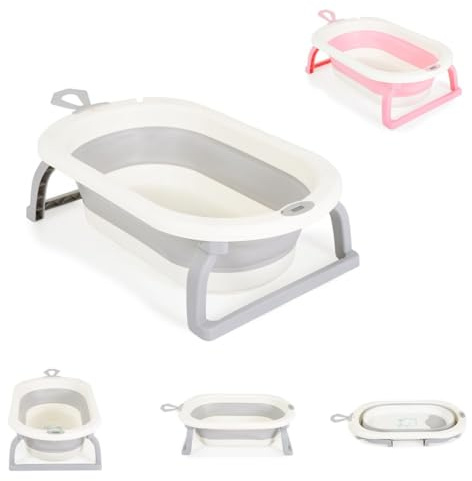 Cangaroo faltbare Babybadewanne Terra Digitalthermometer 87 cm lang Wasserablauf grau