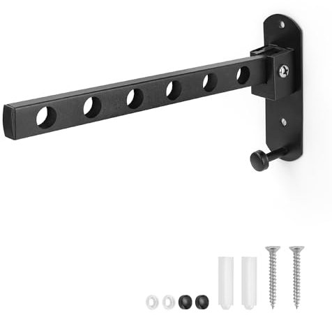 SPRHR Porte Cintre Mural Noir, Penderie Murale, Etendoir Mural Rabattable, Stable et Solide, Peu Encombrant, Adapté aux Chambres, Salles de Bains, Salons, Balcons et Armoires