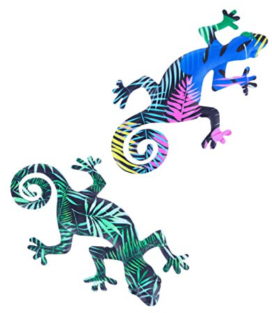 Abaodam 2stücke Metall-gecko Wanddeko Aus Eisen Wetterfest Und Langlebig Handgefertigte Skulpturen Für Garten Terrasse Balkon Und Innenräume Dekorative Wandkunst Für Haus Und Outdoor
