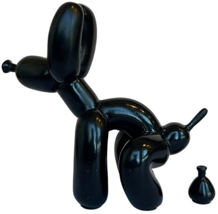 Pooping Dog Skulptur Schwarz, lustiges Geschenk für Tierliebhaber, Muttertag, ästhetische dekorative Ballon-Hundestatue, Kleintierfigur für Tisch, Bücherregal, Heimdekoration (Schwarz)