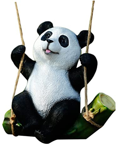 VANZACK Lustige Panda Figur, aus Kunstharz, Wetterfest | Tierische Deko für Terrasse, Außenbereich und Garten, Geeignet als Akzentfigur