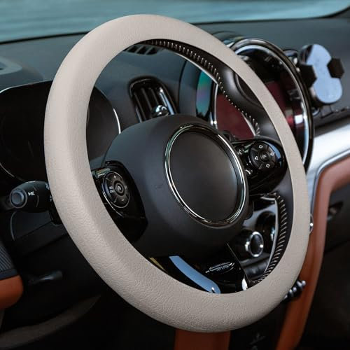 Spurtar Lenkradbezug Silikon für Herren Frau, Auto Zubehör Deko Lenkradhüllen Silikon Schließen Leder Lenkradbezug Bezug Dünn, Innenraum Lenkradschutz Car Accessoires,Grau,38-42cm
