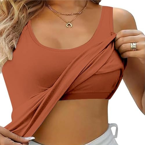 Débardeur Sport avec Brassière Intégrée Femme été Haut sans Manches Ample Grande Taille Chemisier Femme Chic Et élégant Pas Cher Confortable Casual Yoga Dos Nageur Gilet