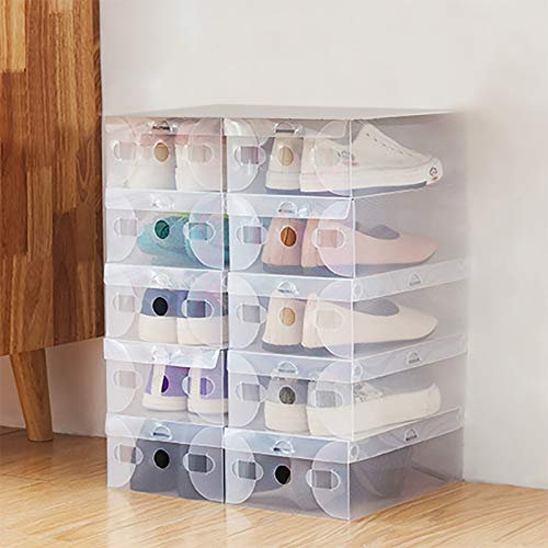 20 durchsichtige Schuhkartons Faltbare Schuhkartons Kunststoff-Schuhkartons Schuhkartons 28 x 18 x 10 cm Entworfen für Männer und Frauen die einen Schuhkarton zur Aufbewahrung ihrer Turnschuhe Stiefel