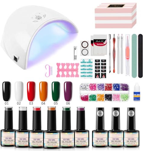 Gel Nagellack Set, 36 PCS Klassisch Gel Nagellack Kit mit U V Licht Starterset Nagelset mit Maniküre Werkzeugen