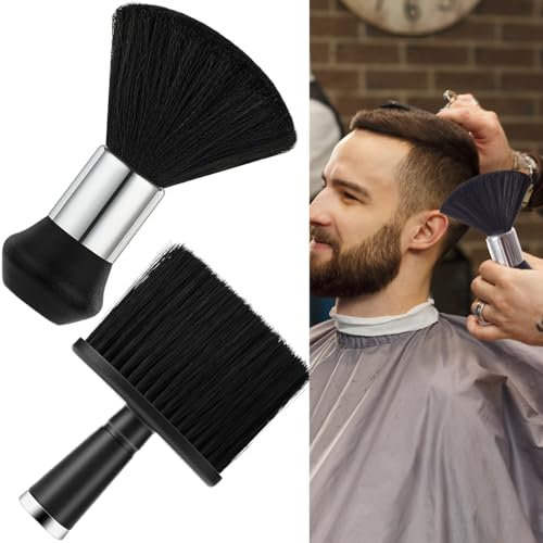 2 Pcs Neck Brush Neck Duster Barber Brush to Remove Loose Hair, Professional Hair Cutting Brush Soft Barber Brush Neck Duster Barber Accessories for Brushing off Hair Around Neckline and Ears Haircut