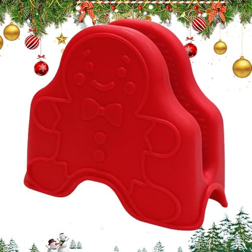 Guantes de agarre de silicona, guantes de horno – Guantes de horno con muñeco de pan di,Manopla protectora de dedos para cocinar, hornear al horno, barbacoa, guantes resistentes al calor, guantes de