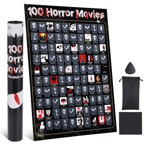 Tpudn Top Horror Movie Scratch Off Poster - 100 Iconic Horror Films, Wall Art, Poster, Living Room, Bedroom, Dormitory Decor