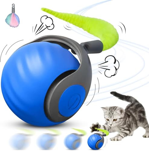 HOIDOKLY Speedy Tail 2.0, 2025 Neuer Speedy Tail Katzenspielzeug, König des interaktiven Katzenspielzeugballs, Automatisches Katzenspielzeug, lindert Ängste (Blau)