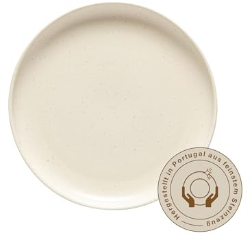 Casafina by Costa Nova Speiseteller Pacifica: Flacher Steinzeug-Teller mit mattem Finish, Spülmaschinen-, Mikrowellen-, Ofen- & Gefrierfest, Handveredelt, Stapelbar, Vanilla/Weiß, Ø 27,5 cm