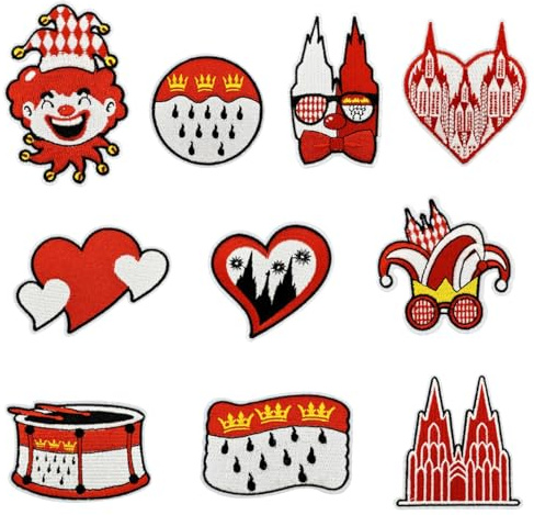 OAOSDH 10 Stücke Aus Roten Bügelflecken, Kreative Cartoon -Stoffflecken, Lustige Patches Für Flecken Zum Basteln Von Kleidung, DIY -Bastelkleidung Und Stickzubehör.