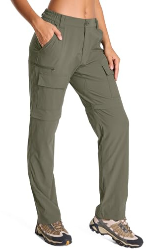 Jessie Kidden Pantalon imperméable pour femme - Léger - Séchage rapide - Protection UV UPF 50+ - Fermeture éclair, vert clair, 38