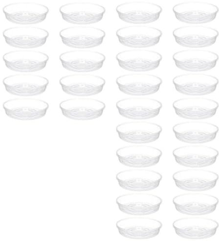 Wzxksoac Garden Plant Bottom Tray Round Flower Pot Base Plastic Waterproof Non-Slip Transparent Plant Drip Tray 20cm