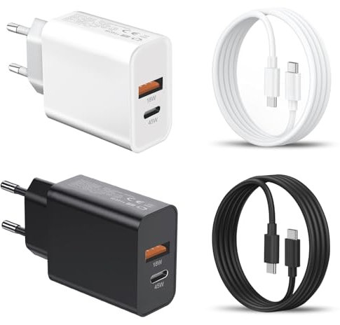 2Pack 45W Samsung Ladegerät,USB C Schnellladegerät mit Ladekabel für Samsung Galaxy S25 Ultra/S25 Edge/S24 FE/S24 Ultra/S23 Plus/S22 S21 S20,A56 5G/A36 A26 A16 A17/A55 A25 A35 A54 A53 Handy Netzteil